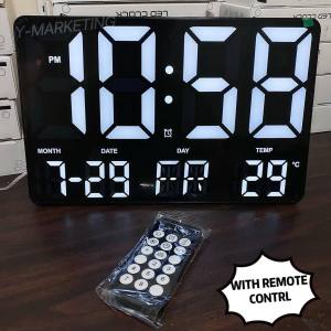 (0717) LED LARGE Display Digits With Remote Control Alarm Clock Wall-Hang & Stand