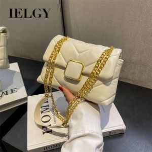 IELGY กระเป๋าโซ่ทรงสี่เหลี่ยมจัตุรัสผู้หญิงแมสเซ็นเจอร์สะพายไหล่
