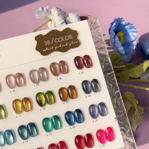 【Ready to ship】Xuanfeier 28 colors marble color free magnetic Cat eye color chart very shiny effect