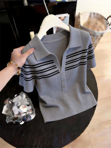 Shalldoer | Polo Collar Striped Color Blocking Sweater Slim Fit Versatile