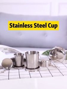 Portable Stainless Steel Foldable Cup Folding Retractable Blackjack Cup Teacups Outdoor Travel Collapsible Coffee