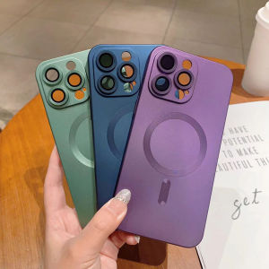 เคสโทรศัพท์ iPhone 11-14 Pro Max Plus ด้วยเครื่องดูดแม่เหล็ก พิเศษ และ TPU รวมกล่องกันกระแทกฟิล์มเลนส์สำหรับ iPhone 12-13 Mini