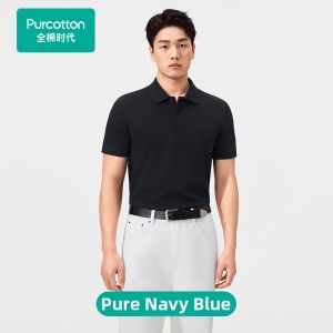 Purcotton | Pure Cotton Solid Color Mens Polo T-shirt Breathable