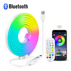 Dải Đèn LED Neon RGB USB 5V Chống Nước Thông Minh Có Điều Khiển Bằng Ứng Dụng Bluetooth & Điều Khiển Từ Xa Dùng Trang Trí Phòng TV Đèn Tường