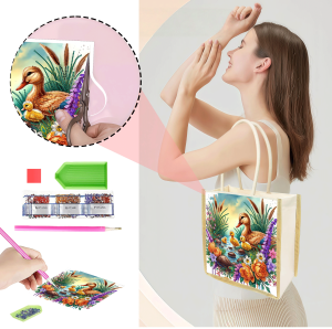 other | 1 Piece of Diamond Painting Shopping bag duck Pattern Canvas Material travel Storage Holiday Creative Gifts for girls