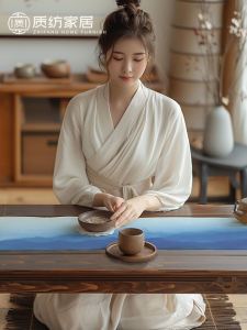 Simple Chinese Style Long Table Flag Tea Tablecloth Waterproof Fabric Art Tablecloth Dining Table Mat Scenic View Table Decoration