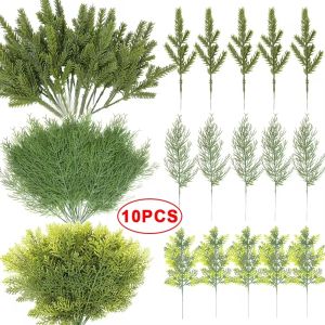 Polocat 10/1Pcs Artificial Pine Branches Christmas Fake Green Plants DIY Garland Xmas Tree Ornaments Home Xmas New Year Party Decoration