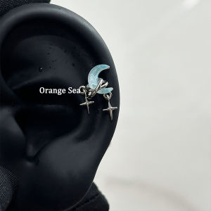 Hoa Tai Bằng Thép Titan Hình Mặt Trăng Màu Vàng Orange Sea Thiết Kế Độc Đáo Ngọc Trai Sáng Tạo Trang Sức Phụ Kiện Cho Nữ