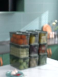 Food Storage Containers Refrigerator Organizer with Lids Stackable Storage Bin with Handle for Kitchen Pantry Cabinet Fridge Freezer Countertops 冰箱收纳盒