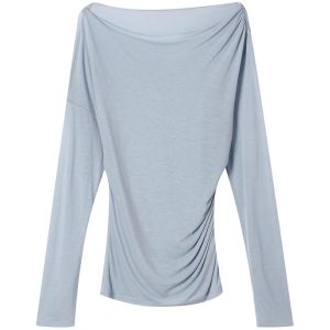 SOLWEIGE | Lyrical Rayon Blend Fashionable Transparent Sun Protection One-Side Pleated Off-Shoulder Long Sleeve Blouse