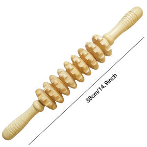 9 Rollers Curved Massager Handheld Stick Wooden Lymphatic Drainage Massage Tools for Anti-cellulit Body Muscle Pain Relief