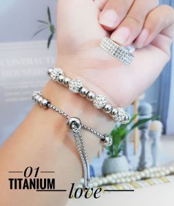 Gelang Serut Set Cincin Titanium 0623aaab