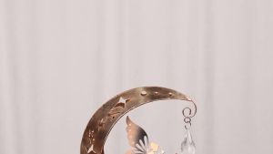 everso | Fairy Moon Solar Light Lawn Outdoor Ornament Creative Decorative Iron Hollow Crack Ball Lamp Angle Art Led Yard Decor