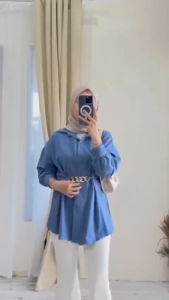 PROMO Melda crinkle kemeja kerja wanita atasan polos korean style premium blouse terlaris