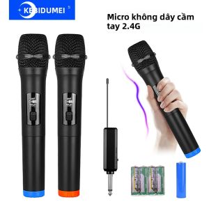 Micro Cầm Tay Không Dây 2.4G Bộ Micro Đa Năng Karaoke KTV 2 Kênh Dành Cho Tiệc Cưới Trực Tiếp Cuộc Họp Micro Động Có Pin Tích Hợp