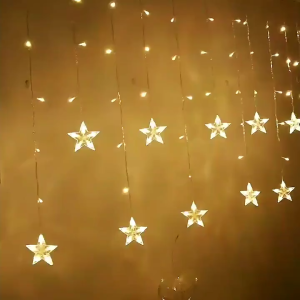 Star Moon Curtain String Lights 8 Modes Fairy Light Ramadan Decoration LED Light Lampu Hiasan Raya