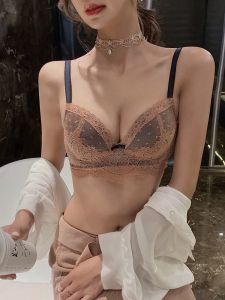 เซ็กซี่ลูกไม้ฤดูร้อนชุดชั้นในสําหรับหญิงสาวปรับสายรัดผ้าไนลอนไม่มีแหวนเหล็กเต็มรูปแบบ V-Shape Bandeau Bra