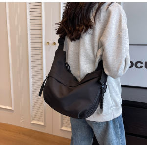 UR Large Capacity Nylon Crossbody Bag Womens Commuter Shoulder Bag Tote Bag Stylish Versatile Lightweight Pure Color Casual