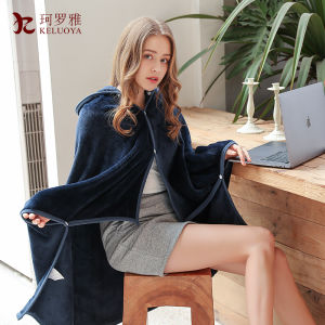 Warm Flannel Shoulder Wrap Blanket for Office Nap Air Conditioned Couch Student Siesta Polyester Fiber Modern Simple Style