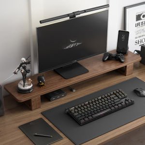 Elevated Desktop Computer Monitor Stand Real Wood Desktop Platform Screen Elevation Support Desk Organizer Rack Bracket