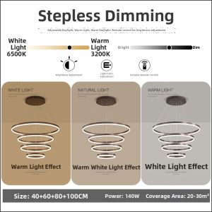 Modern Scandinavian Creative Large Living Room Pendant Light Triple Ring