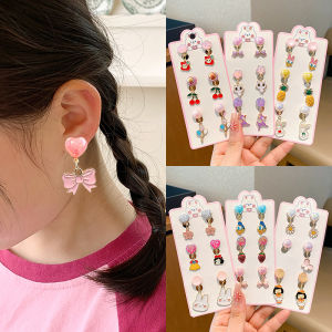 ต่างหูเด็กไม่เจาะไม่เจ็บปวดเครื่องประดับสําหรับเด็กผู้หญิงปลอดสารพิษ เด็กทารก ต่างหู การ์ตูน สไตล์ ทันสมัย เครื่องประดับผม