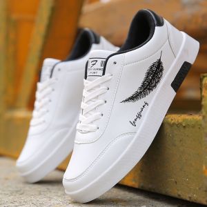 New Korean Fashion Feather Shoes For Men: Low-Cut White Student Sports Shoes