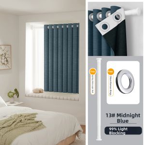 LEZHIHE | Non-Drilling Full Shade Adjustable Rod Set Cotton-Linen Simple Creamy Style