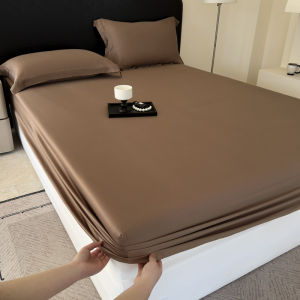 Fitted Sheet180*200+30cm Solid Dark Coffee 1.8m Bed Mattress Cover Bamboo Lyocell Fiber Cooling Bed Linens Four Seasons  1pc