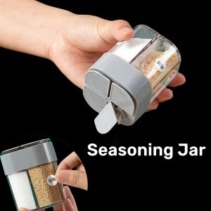 4in1 Seasoning Jar 4-Compartment Salt Pepper Storage Box Outdoor Cooking Grill BBQ Spice Dispenser