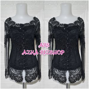 atasan kebaya pesta kebaya kerah sabrina hitam + longtorso