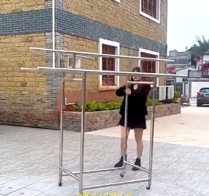 「Premium Quality」Expandable Clothes Rack 304 Stainless Steel Drying Rack Adjustable Garment Rack with Wheels Heavy Duty Foldable Clothes Hanger Stand Durable Strong Load Bearing Capacity Adjustable Roller Clothes Hanger