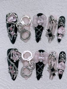 Shibuya Handmade ที่ถอดออกได้ฮาโลวีนสวมใส่สติกเกอร์เล็บ หวาน Cool เด็กผู้หญิง สีชมพู < Ne2> ยาว Sharp เคล็ดลับตกแต่งเล็บ