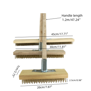 Large Stainless Steel Floor Scrub Brush 20/30/45cm Floor Brush Long Handle for Outdoor Moss Cleaning