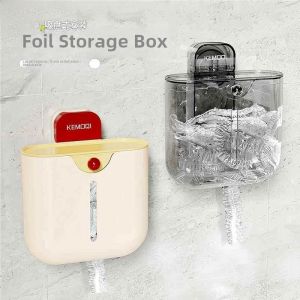 Vacuum Sealed Plastic Wrap Storage Box Drawn out Wall Mounted Disposable Kitchen Household Essential No Punching Required