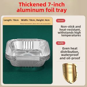 Square Aluminum Foil Baking Tray Air Fryer Special Use Tin Paper Box Home Use Oven Baking Aluminum Foil Bowl Disposable Tableware