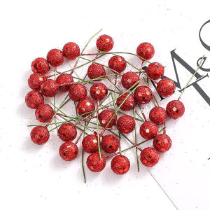 50/100Pcs Mini Berries Artificial Flowers Christmas Decorations Fake Berry for Home Decor DIY Crafts Garland Gift Box Accessory