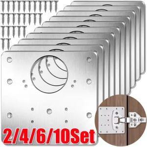 Feelife 2/10Sets Hinge Repair Plate Kitchen Cabinet Door Hinges Mounting Plate with Screw Flat Fixing Brackets Furniture Hardware Tools