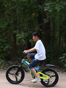 Beige จักรยานเด็ก 18 นิ้ว สีเบจ ดิสก์เบรก+เกียร์ปรับได้ เหมาะกับเด็ก 5-10 ปี ปลอดภัย