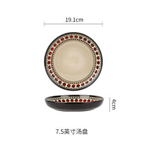 Red Rose Creative Bowl Plate Dining Set New Home Gift High End Sensation Couples Ceramic Dinnerware Set Chinese Style Geometry