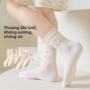 MiiOW | Tất trẻ em MiiOW thoáng khí mùa hè lớp mỏng A chống mùi thấm mồ hôi lưới thoáng khí cho bé gái học sinh tất ngắn cotton polyester