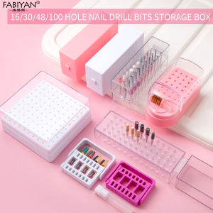 30/100Holes ABS Nail Drill Bits Storage Box Nail Grinding Head Display Stand Manicure Accessories Nail Tools