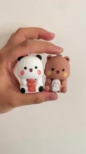 -Bubu Dudu Say I Love You Voice Toys Keychain Yier Panda Bear Glowing Anime Figures Phone Ornament Bag Decoration Couple Gifts
