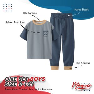 Momvie Setelan Baju Anak Laki Laki Oneset Boys Set Kaos Anak Cowok Remaja