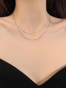 สร้อยคอไททาเนียมสองชั้นสำหรับผู้หญิง สร้อยคอแบบซ้อนชั้นหรูหรา ไม่ซีดจาง โซ่กระดูกไหปลาร้า เครื่องประดับแฟชั่นสำหรับเพื่อนสาววันเกิด