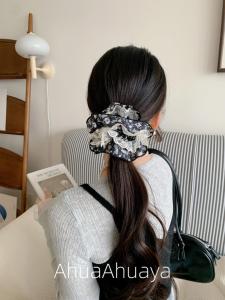 Retro Floral Lace Splicing Hair Ties Korean Style Fresh out Fashion Accessories Small Waist Big Circle Headband Hair Bands