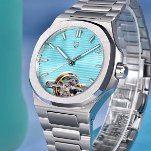 PAGANI DESIGN PD-YS025 New Automatic Mens Watch Full Stainless Steel Mechanical Wrist Watch for Men Sapphire Dial Glass Business Wristwatch with Balance Wheel