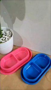Tempat makan kucing anjing Double bowl antisemut