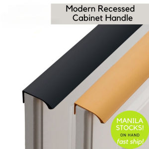 Black Aluminum Alloy Cabinet Handle Drawer Pull Hidden Recessed Curved style