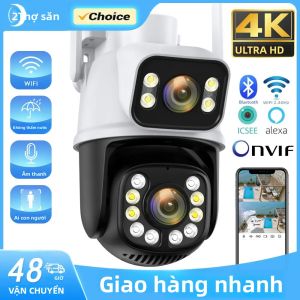 Camera IP ZRHUNTER 8MP 4K Với Màn Hình Kép Phát Hiện Người Bằng AI Tầm Nhìn Ban Đêm WIFI Giám Sát Video Ngoài Trời Camera PTZ Với Điều Khiển Bằng Ứng Dụng ICSEE